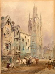 Katedrála svatého Mikuláše, Newcastle upon Tyne (inkoust (sépie) a akvarel na papíře (na kartě))